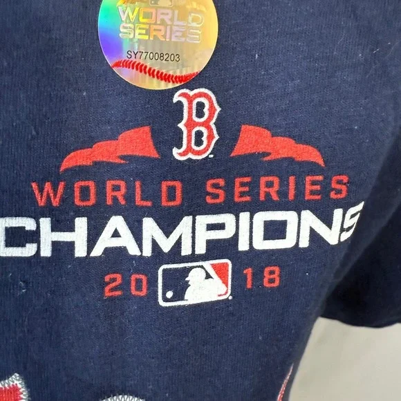 Majestic Boston Red Sox 2018 World Series Champions Mookie Betts Navy Shirt XL - Picture 6 of 8